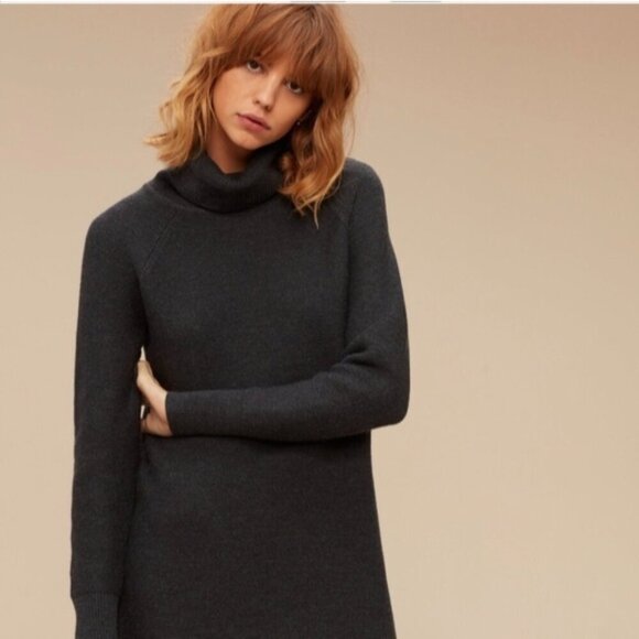 WILFRED Bianca Dress Sweater Long Sleeve Mini Grey Aritzia XS - Picture 5 of 11